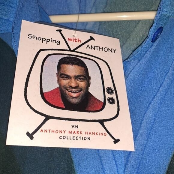 Shopping With Anthony Colorful Button-Up Shirt 1X Multicolor Polyester Long Slee - Picture 4 of 10